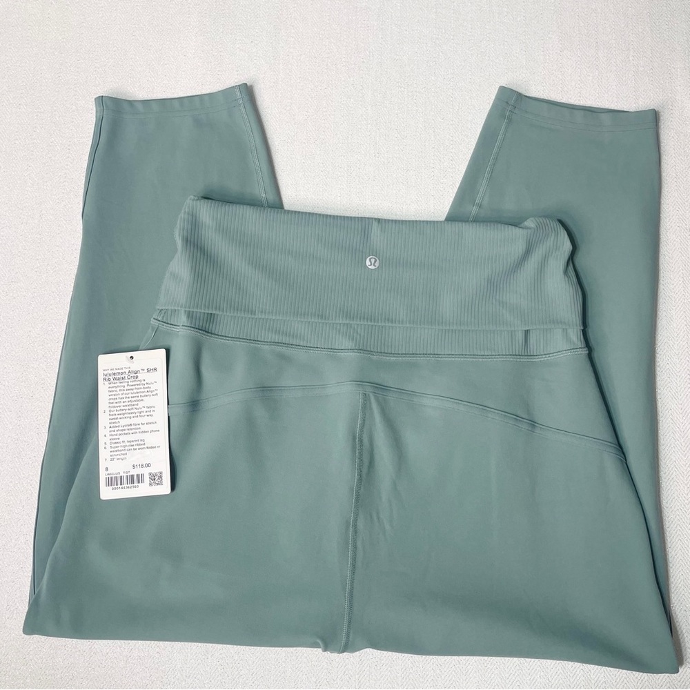 Lululemon Align Super High Rise Rib Waist Crop Pant Tidewater Teal 8 Nwt - Picture 11 of 12